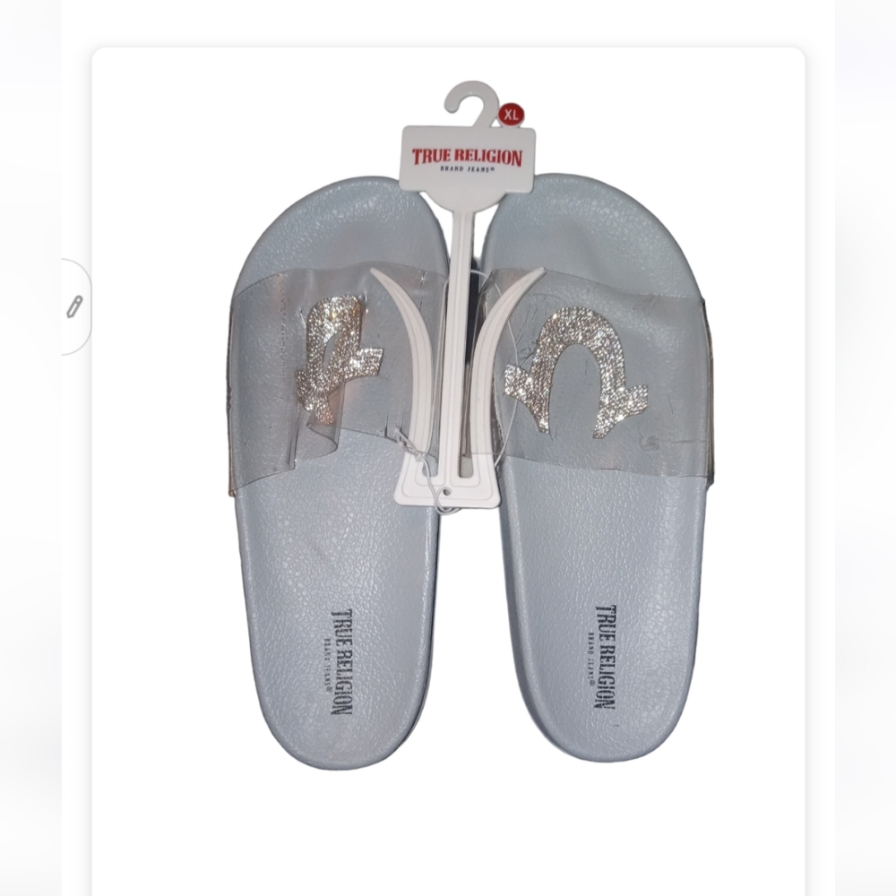 True Religion Sandals Womens Medium Silver Elle Slides